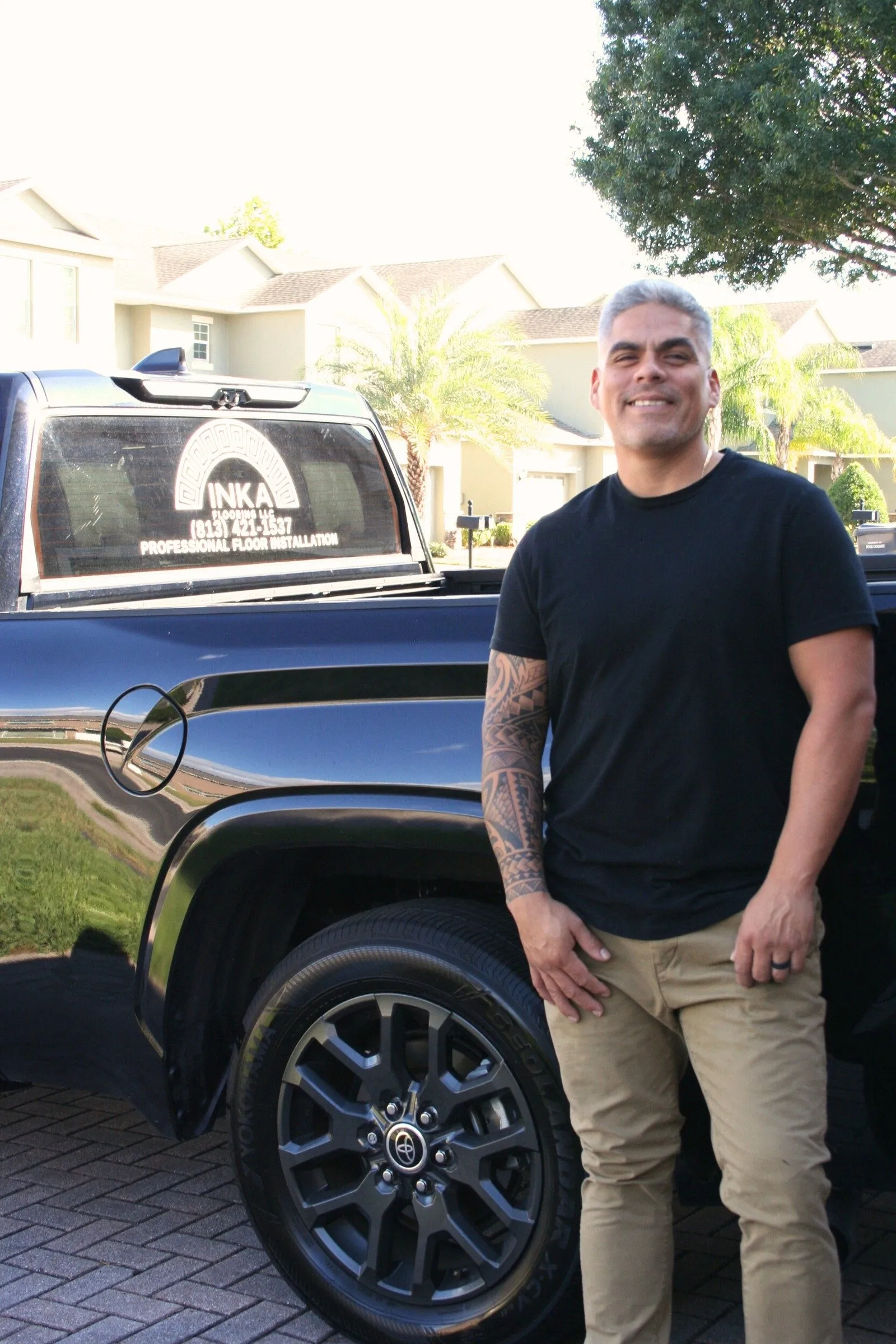 Flooring expert at work